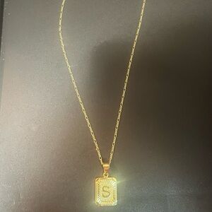 S Gold Initial Pendant Necklace